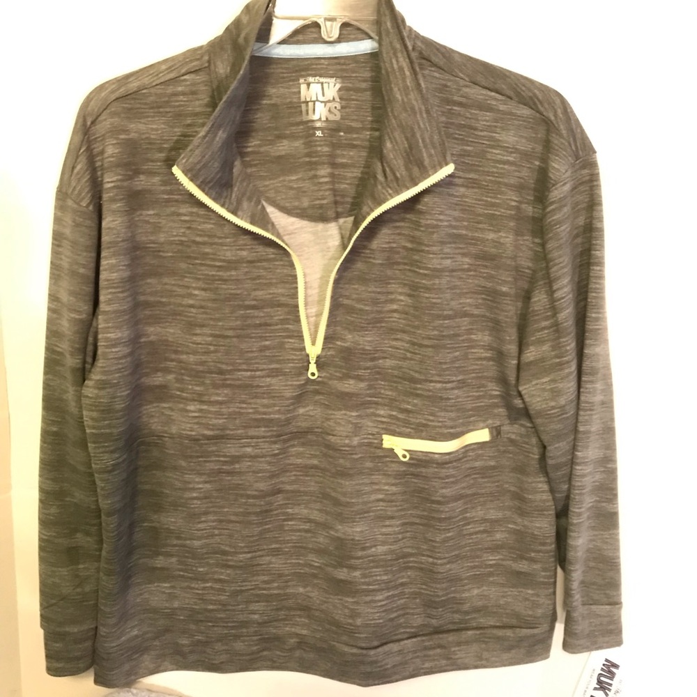 MUK LUKS Heathered Gray Quarter-Zip Pullover